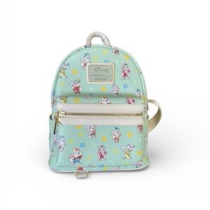 Loungefly Disney Seven Dwarfs Backpack Mint Green Floral NWT
